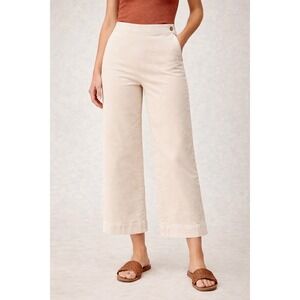 Pilcro Anthropologie Wide Leg Ankle Jeans Cream 34P High Rise Cropped